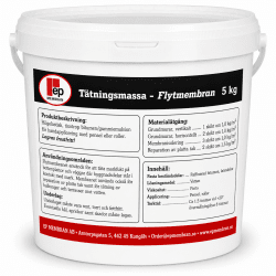 Flytmembran för dränering och tätning av grundmur, bottenplatta och källarvägg. Högelastisk bitumen- och gummibaserad tätningsma