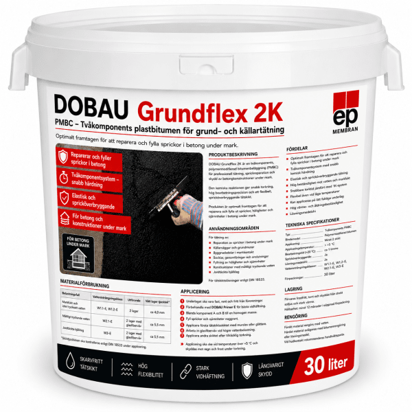 Zoom bild av 2K plastbitumen för sprickor i betong under mark